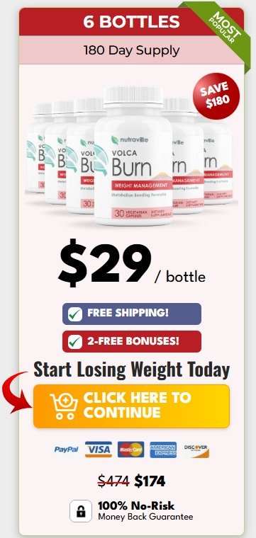Buy 6 bottle bundle of VolcaBurn for long-term weight support