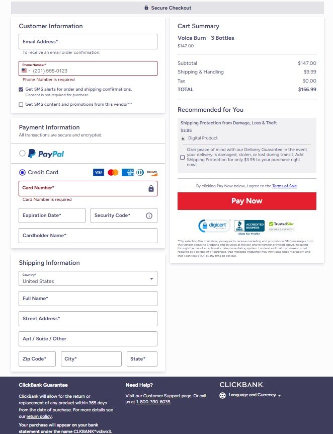 Official VolcaBurn Secure Payment